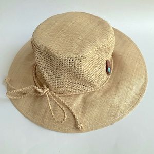 SCALA Sun Hat Woven with Floral Fabric Lining. One Size NWOT!